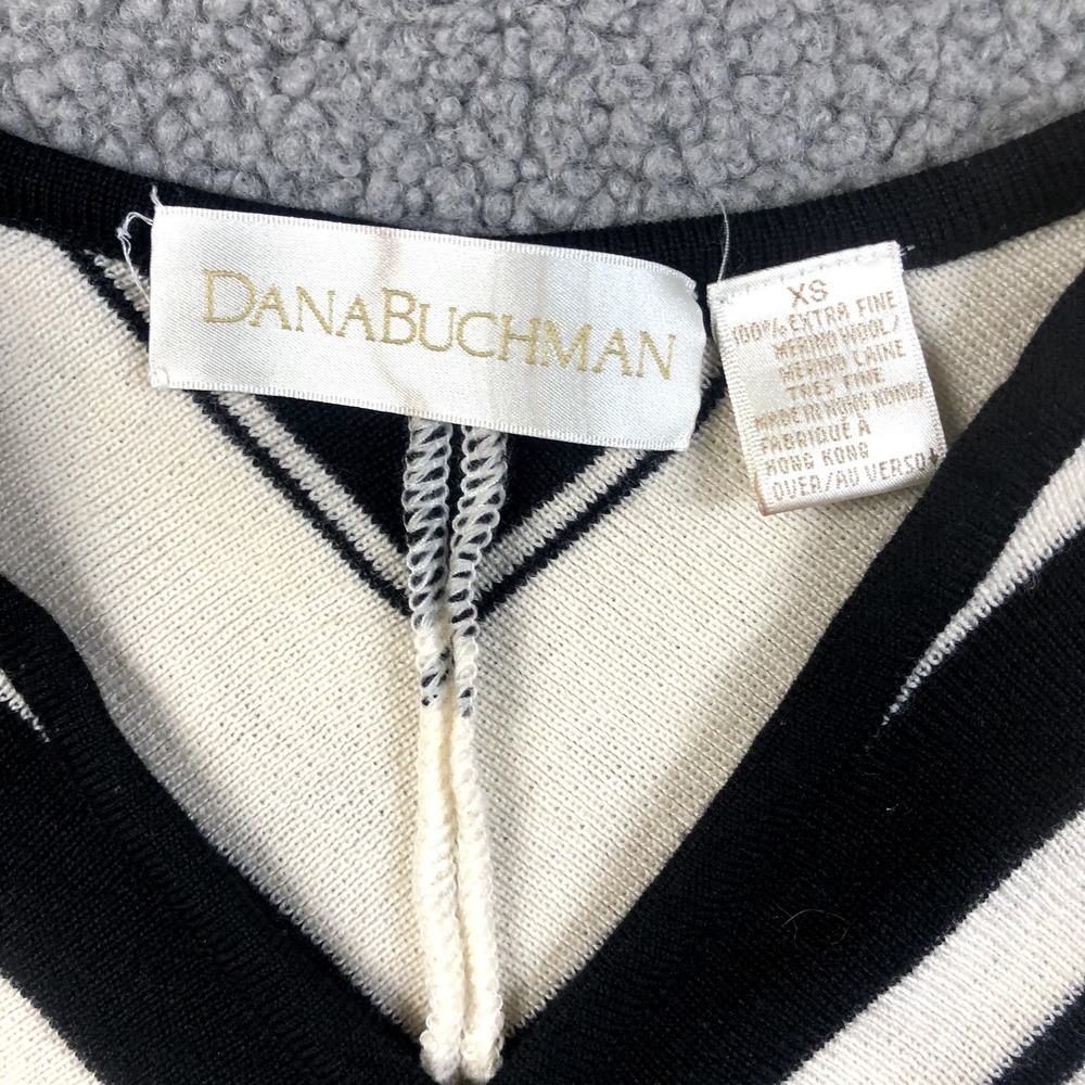 Dana Buchman Sweater Women's Sz XS Black Chevron Mesh V-neck - Picture 4 of 9